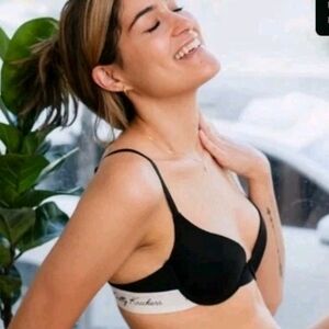 Knotty Knickers Bra Black & White 34 DD Comfortable & Supportive